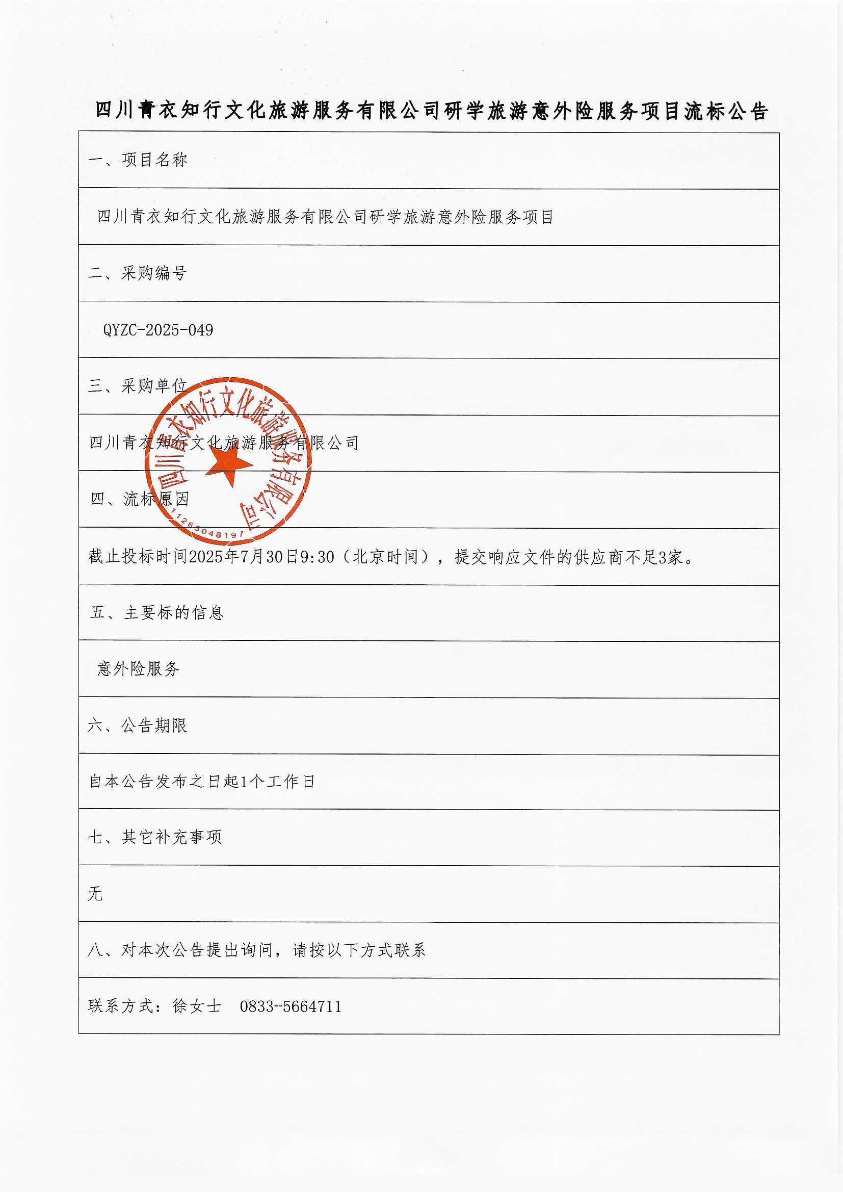 流标公告1